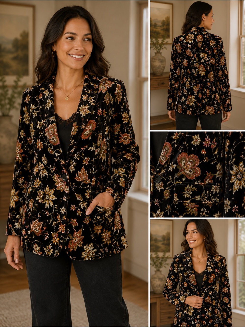 Aldomartins Floral Intarsia Blazer Women's Large L